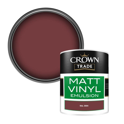 Crown Trade Vinyl Matt Walls & Ceilings Emulsion Paint Ral 3004 (3004) 1L from B&Q