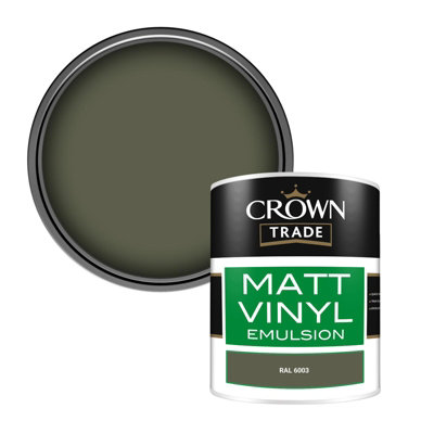 Crown Trade Vinyl Matt Walls & Ceilings Emulsion Paint Ral 6003 (6003) 1L from B&Q