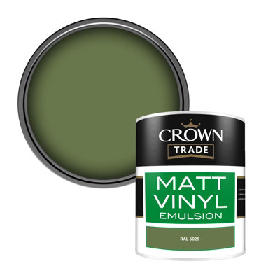 Crown Trade Vinyl Matt Walls & Ceilings Emulsion Paint Ral 6025 (6025) 1L from B&Q