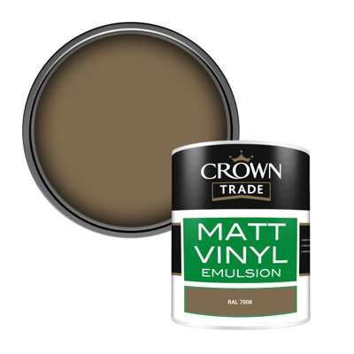 Crown Trade Vinyl Matt Walls & Ceilings Emulsion Paint Ral 7008 (7008) 1L from B&Q