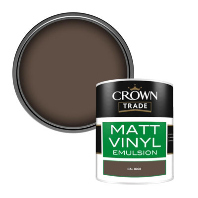 Crown Trade Vinyl Matt Walls & Ceilings Emulsion Paint Ral 8028 (8028) 1L from B&Q
