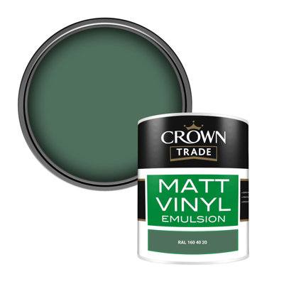 Crown Trade Vinyl Matt Walls & Ceilings Emulsion Paint Ral 160 40 20 (160 40 20) 1L from B&Q
