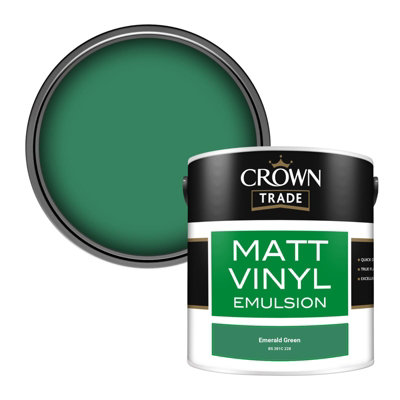 Crown Trade Vinyl Matt Walls & Ceilings Emulsion Paint Emerald Green Bs 381C 228 (228) 2.5L from B&Q