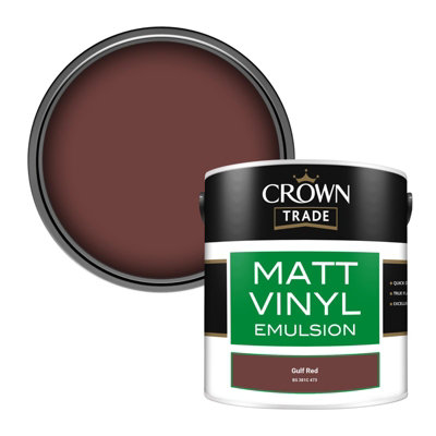 Crown Trade Vinyl Matt Walls & Ceilings Emulsion Paint Gulf Red Bs 381C 473 (473) 2.5L from B&Q