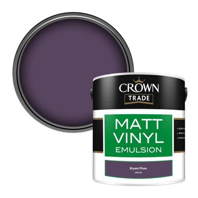 Crown Trade Vinyl Matt Walls & Ceilings Emulsion Paint Bryant Plum (S9073B) 2.5L from B&Q