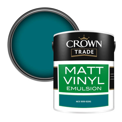 Crown Trade Vinyl Matt Walls & Ceilings Emulsion Paint Ncs 5050-B20G (5050-B20G) 5L from B&Q
