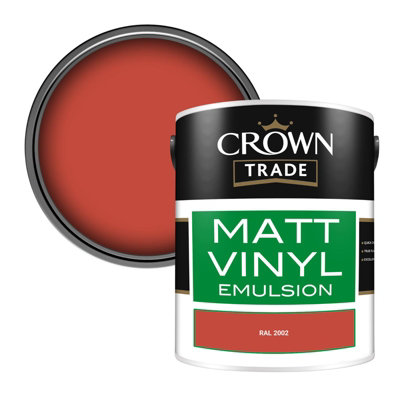 Crown Trade Vinyl Matt Walls & Ceilings Emulsion Paint Ral 2002 (2002) 5L from B&Q