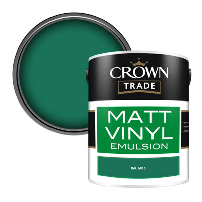 Crown Trade Vinyl Matt Walls & Ceilings Emulsion Paint Ral 6016 (6016) 5L from B&Q