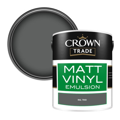 Crown Trade Vinyl Matt Walls & Ceilings Emulsion Paint Ral 7043 (7043) 5L from B&Q