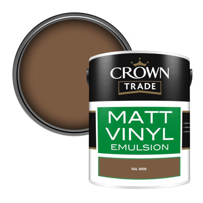 Crown Trade Vinyl Matt Walls & Ceilings Emulsion Paint Ral 8008 (8008) 5L from B&Q