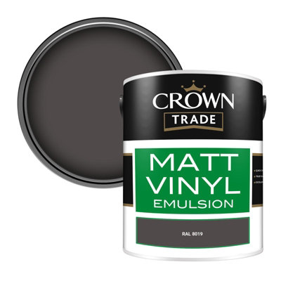 Crown Trade Vinyl Matt Walls & Ceilings Emulsion Paint Ral 8019 (8019) 5L from B&Q