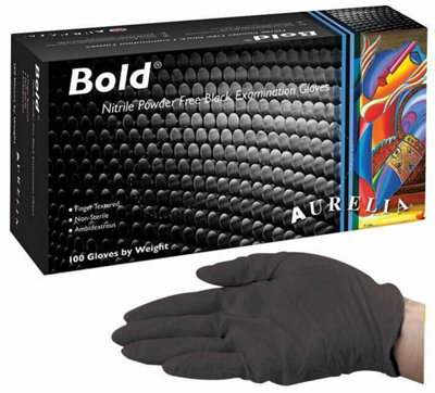 Box 100 Disposable black nitrile gloves powder latex free size 8 Medium  5mils - Image 10
