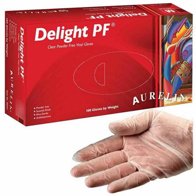 Box 100 Disposable clear vinyl gloves Size 9 L Powder free Strong- 5.0gm - Image 3