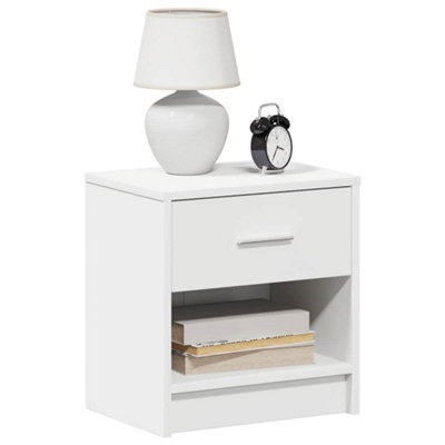 Berkfield White Bedside Cabinet With Drawer 39X28x41 Cm