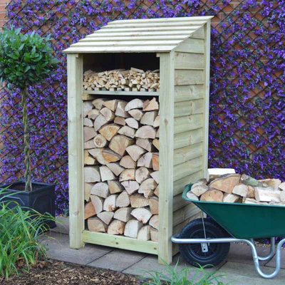 Rutland County Garden Furniture Burley 6Ft Log Store And Kindling ShelfL80 X W89.5 X H181 CmLight Green from B&Q