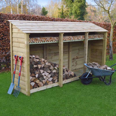 B&Q -  Empingham 6Ft Log Store With Kindling ShelfL80 X W340 X H181 CmLight Green