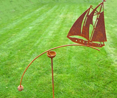 Poppy Forge Sailing Boat Wind Rocker Single Bare Metal/ready To RustSteelL66 X W54 X H148.5 Cm from B&Q