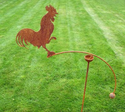 Poppy Forge Cockerel Wind Rocker Single Bare Metal/ready To RustSteelL66 X W54 X H148.5 Cm from B&Q