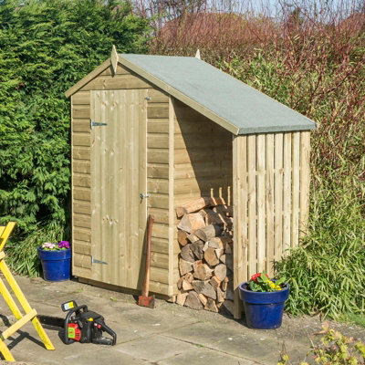 Rowlinson Oxford 4X3 Shed With Lean To - Timber - L95 X W194 X H195 Cm - Natural