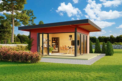 Lasita Maja Domeo 9-Log Cabin, Wooden Garden Room, Timber Summerhouse, Home Office - L590 X W590 X H258.4 Cm