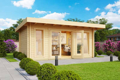 Lasita Maja Dorset 72-Log Cabin, Wooden Garden Room, Timber Summerhouse, Home Office - L510 X W360 X H238 Cm-32204 