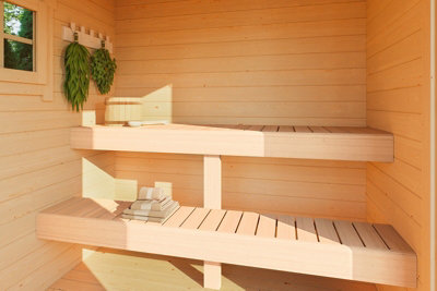 Lasita Maja Sauna Benches-Log Cabin, Wooden Garden Room, Timber Summerhouse, Home Office