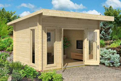 Lasita Maja Barbados 3 70mm Uk-Log Cabin, Wooden Garden Room, Timber Summerhouse, Home Office - L459 X W419 X H241.94 Cm