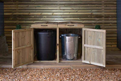 B&Q -  Paythorne Dustbin Store DoubleTimberL64 X W122.5 X H88 Cm