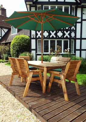 Charles Taylor Trading Six Seater Rectangular Table Set With CushionW290 X D245 X H98Fully AssembledGreen from B&Q