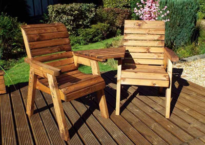 Charles Taylor Trading Twin Companion Set AngledL90 X W180 X H98 CmRedwoodMinimal Assembly Required from B&Q