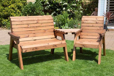 Charles Taylor Trading Three Seat Companion Set AngledL90 X W230 X H98 CmRedwoodMinimal Assembly Required from B&Q