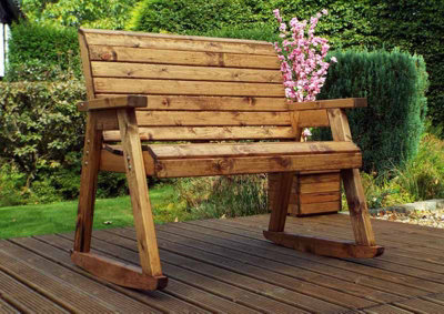Charles Taylor Trading Two Seat Rocker BenchL77 X W120 X H102 CmRedwoodMinimal Assembly Required from B&Q