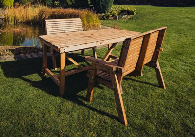 B&Q -  Valley 4 Seat Set 2X2B TableTimberL99 X W113 X H95 CmGarden FurnitureMinimal Assembly Required