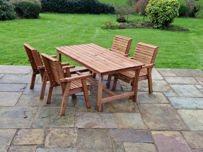 B&Q -  Valley 4 Seat Set 4Xc TableTimberL220 X W330 X H95 CmGarden FurnitureMinimal Assembly Required