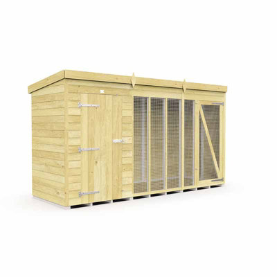 Buttercup Farm 12Ft X 4Ft Dog Kennel And Run Full HeightWoodL118 X W358 X H201 Cm from B&Q