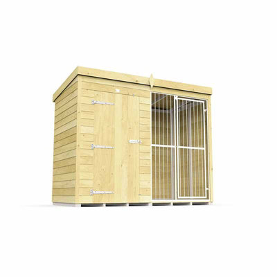 Buttercup Farm 8Ft X 4Ft Dog Kennel And Run Full Height With BarsWoodL118 X W243 X H201 Cm from B&Q