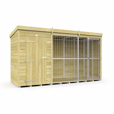 Buttercup Farm 12Ft X 4Ft Dog Kennel And Run Full Height With BarsWoodL118 X W358 X H201 Cm from B&Q