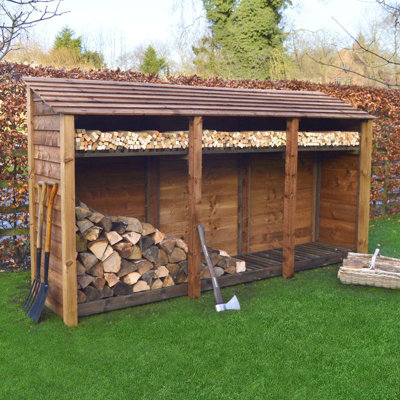B&Q -  Empingham 6Ft Log Store With Kindling ShelfL80 X W340 X H181 CmRustic Brown