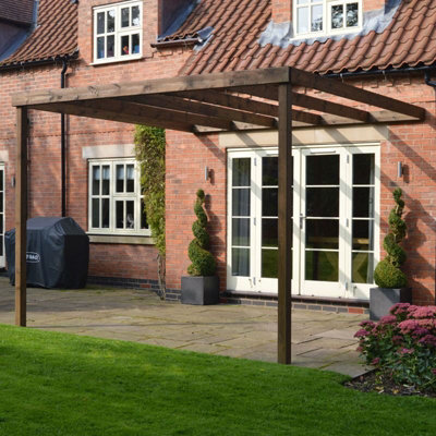 B&Q -  Wall Mounted Box PergolaL240 X W240 X H270 CmRustic Brown