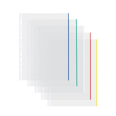 B&Q -  Coloured Edge Punched Pockets A4 (Pack Of 100) 9410410