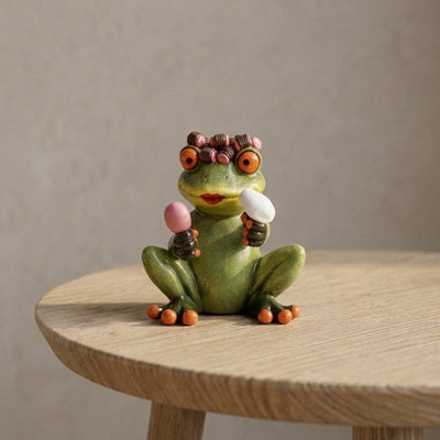 Garden Greatness Unisex Multicolor Quirky Hairdo Frog Figurine Ornament | Size: 1 Pack - Image 3