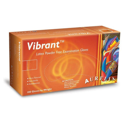 Aurelia Vibrant Latex Powder Free GlovesBox Of 100LargePremium Disposable GlovesExamination & Protective Gloves from B&Q