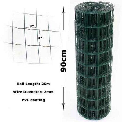  - Galvanised Pvc Coated Wire Mesh FencingGreen90Cm Into 25M