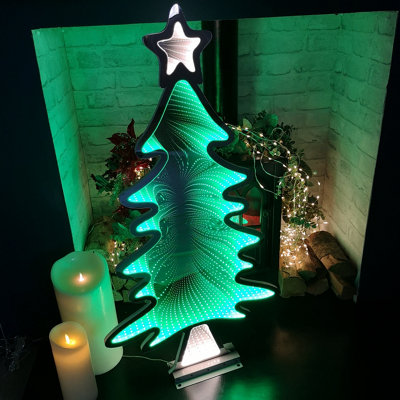 95cm Green Standing LED Infinity Christmas Tree Decoration with Metal 