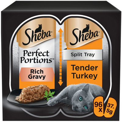 96 x 37.5g Sheba Perfect Portions Luxury Adult Wet Cat Food Tray Turkey ...