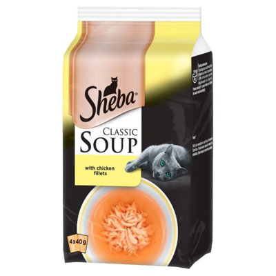 96 x 40g Sheba Classics Soup Wet Cat Food Pouches with Chicken