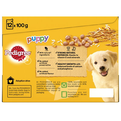 96 x100g Pedigree Puppy Junior Wet Dog Food Pouches Mixed Selection In Jelly