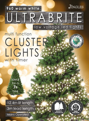 960 Warm White LED Multi-Function Ultra Bright Christmas Cluster Lights ...