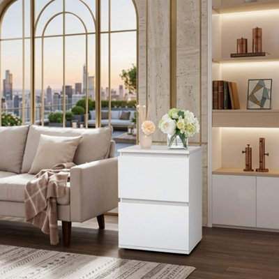  - Bedside Table Nightstand Side Table With 2 Drawer Mdf Cabinet