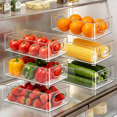  - Fridge Organiser Stackable Storage BoxKitchen Pantry ContainerPack Of 6